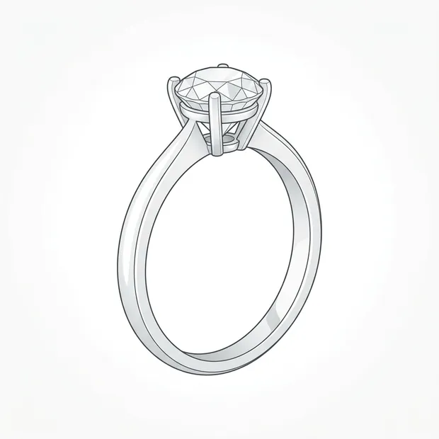 Illustration of a four-prong solitaire diamond engagement ring