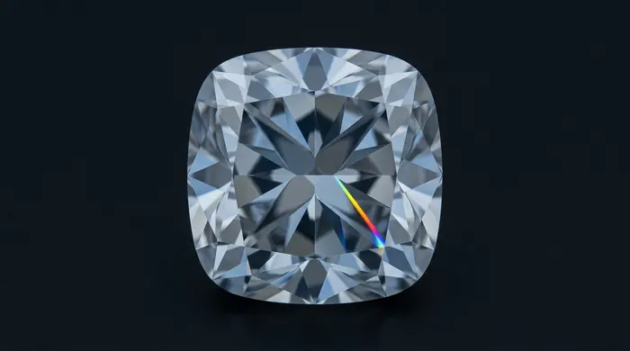 Cushion cut diamond, viewed from above