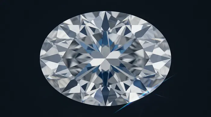 Oval cut diamond, viewed from above