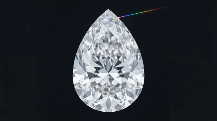 Pear cut diamond, viewed from above